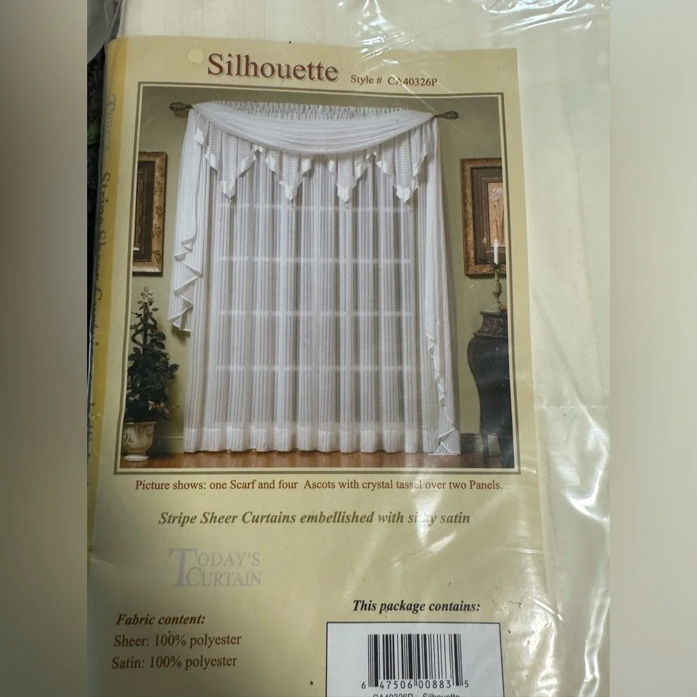 NEW Vintage Today's Curtain Stripe Sheer Ivory Panel 60W x 63L HC International